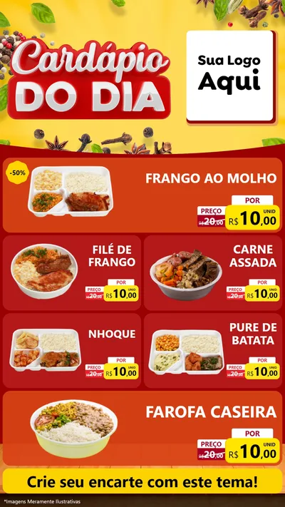 Modelo de TV para TV Vertical com o tema Cardápio do Dia para Restaurante