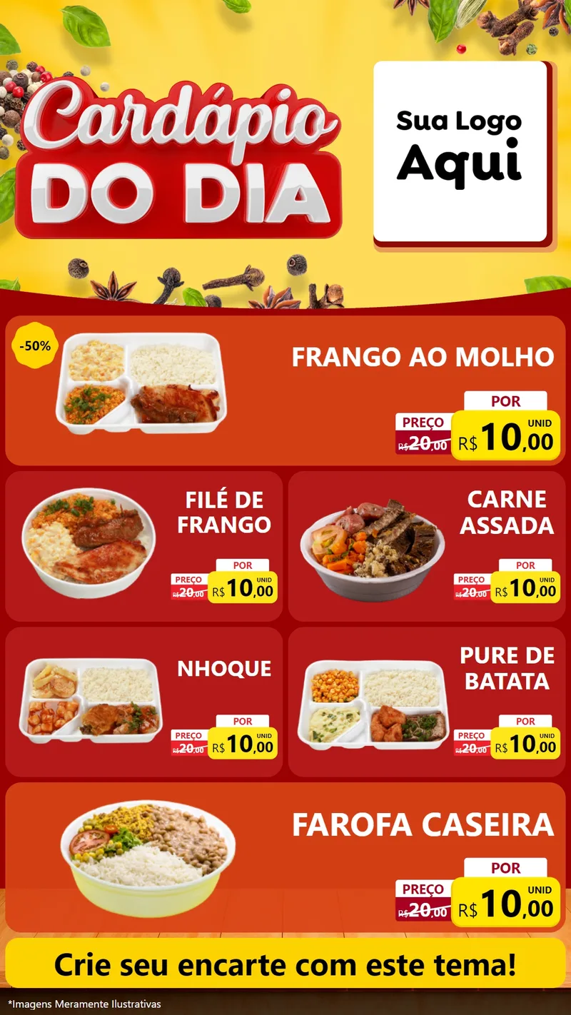 Modelo de TV para TV Vertical com o tema Cardápio do Dia para Restaurante