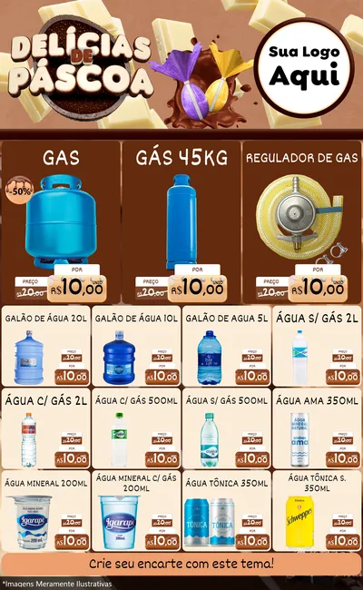 Modelo de Encarte para Encarte Grande com o tema Delícias de Páscoa para Água e gás