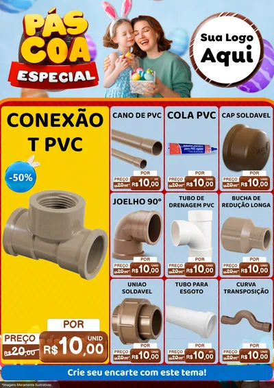 Modelo de Encarte para Encarte A4 Vertical com o tema Páscoa Especial para Tubos e conexões