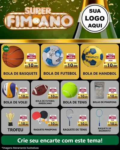 Modelo de Rede Social para Feed Instagram com o tema Super Fim de Ano para Artigos Esportivos