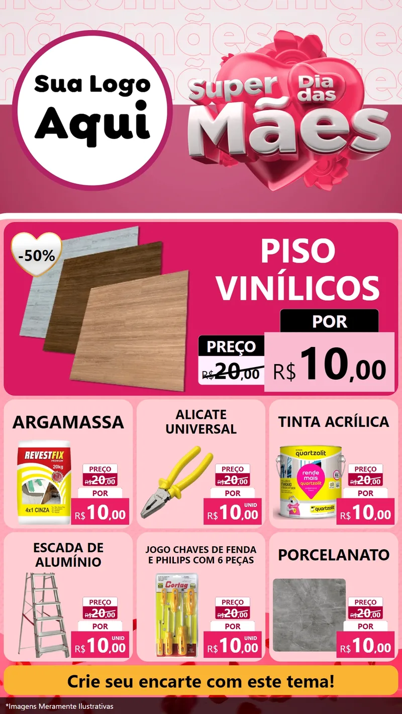 Modelo de Rede Social para Stories com o tema Super Dia Das Mães para Material para Construção