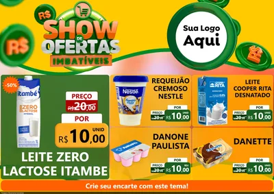 Modelo de Encarte para Encarte A4 Horizontal com o tema Show de Ofertas Imbatíveis para Frios e Laticínios