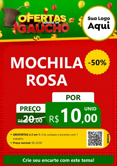 Modelo de Cartaz para Cartaz A4 Vertical com o tema Ofertas Semana Do Gaúcho para Papelaria