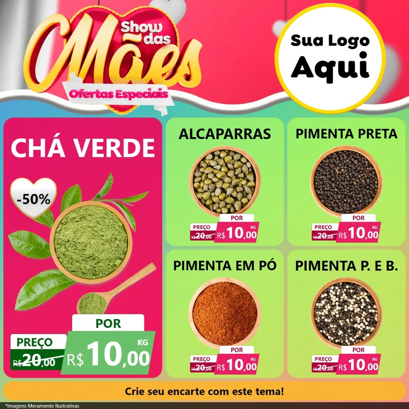 Modelo de Rede Social para Feed Facebook com o tema Show das Mães - Ofertas Especiais para Produtos Naturais