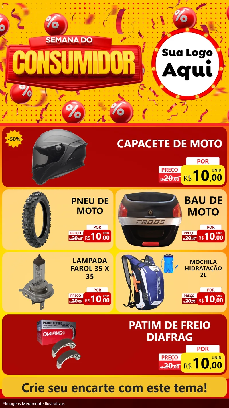 Modelo de TV para TV Vertical com o tema Semana do Consumidor para Moto peças