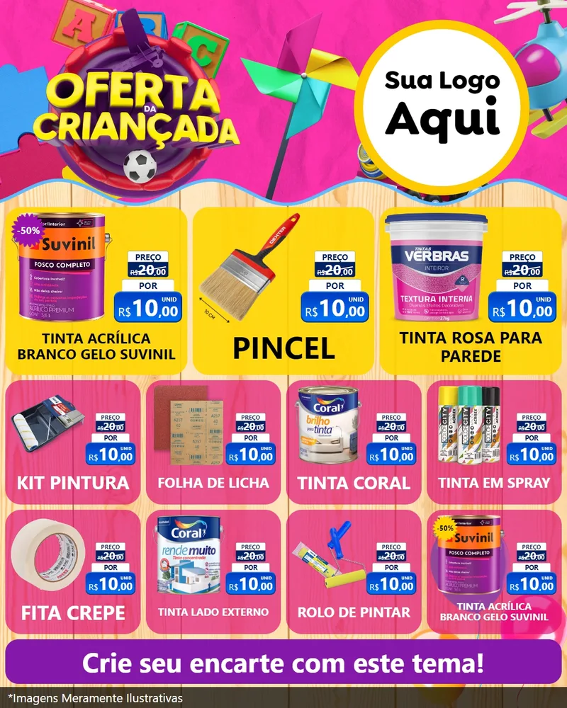 Modelo de Rede Social para Feed Instagram com o tema Oferta da Criançada para Tintas e Ferramentas