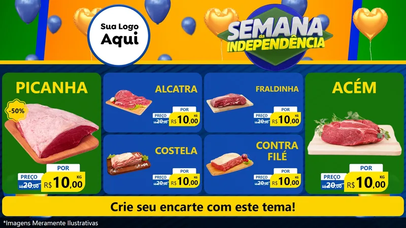 Modelo de TV para TV Horizontal com o tema Semana da Independência para Açougue
