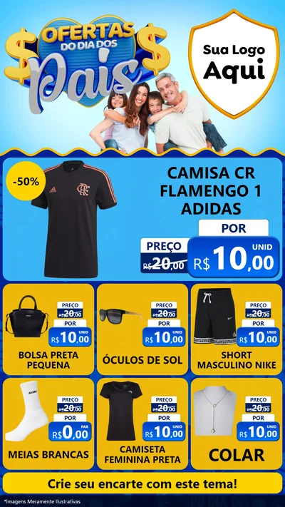 Modelo de Rede Social para Stories com o tema Ofertas do Dia dos Pais para Roupas e acessórios