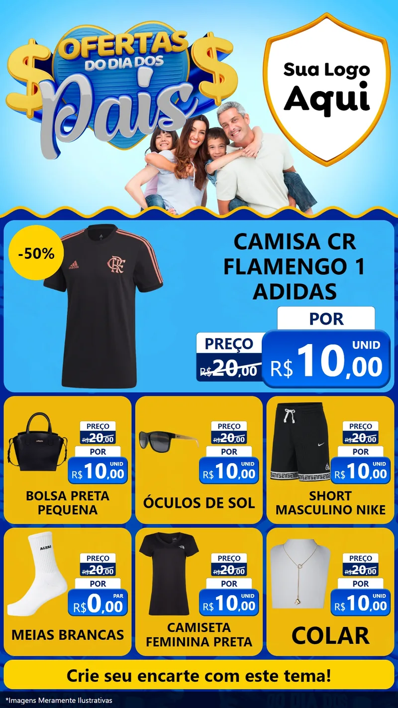 Modelo de Rede Social para Stories com o tema Ofertas do Dia dos Pais para Roupas e acessórios