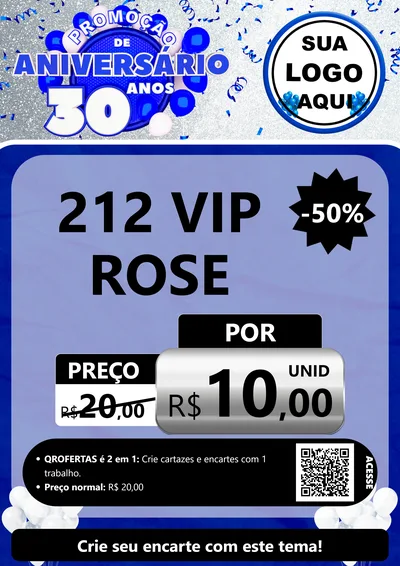 Modelo de Cartaz para Cartaz A4 Vertical com o tema Promoção de Aniversário - 30 Anos para Perfumes