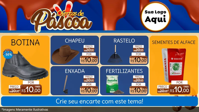 Modelo de TV para TV Horizontal com o tema Ofertas de Páscoa para Agropecuária