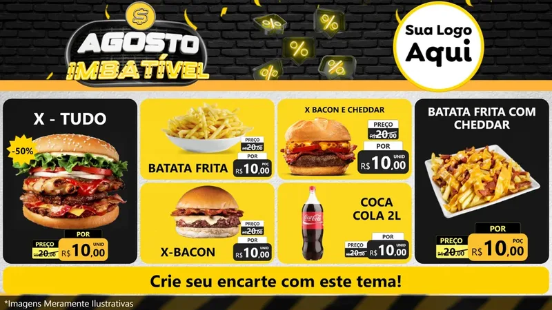 Modelo de TV para TV Horizontal com o tema Agosto Imbatível para Hamburgueria