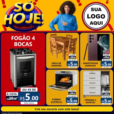 Modelo de Rede Social para Feed Facebook com o tema Só Hoje! para Móveis e Eletro