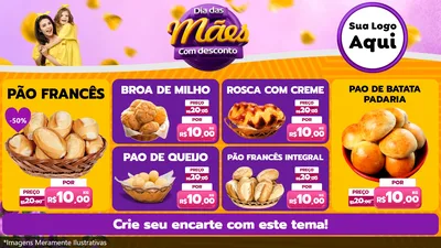 Modelo de TV para TV Horizontal com o tema Dia das Mães com Desconto para Padaria