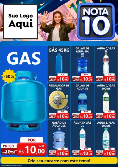 Modelo de Encarte para Encarte A4 Vertical com o tema Nota 10 para Água e gás