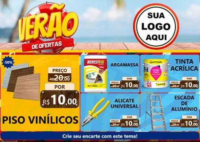 Modelo de Encarte para Encarte A4 Horizontal com o tema Verão de Ofertas para Material para Construção