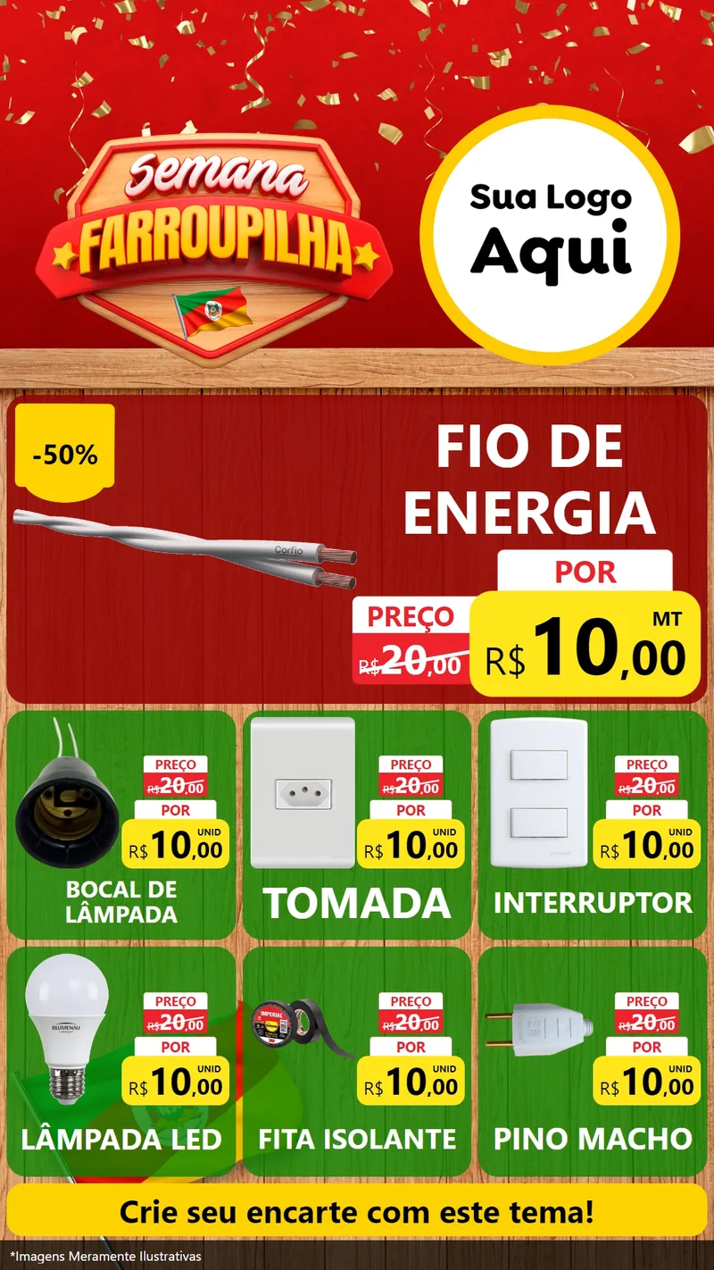 Modelo de Rede Social para Stories com o tema Semana Farroupilha para Materiais Elétricos