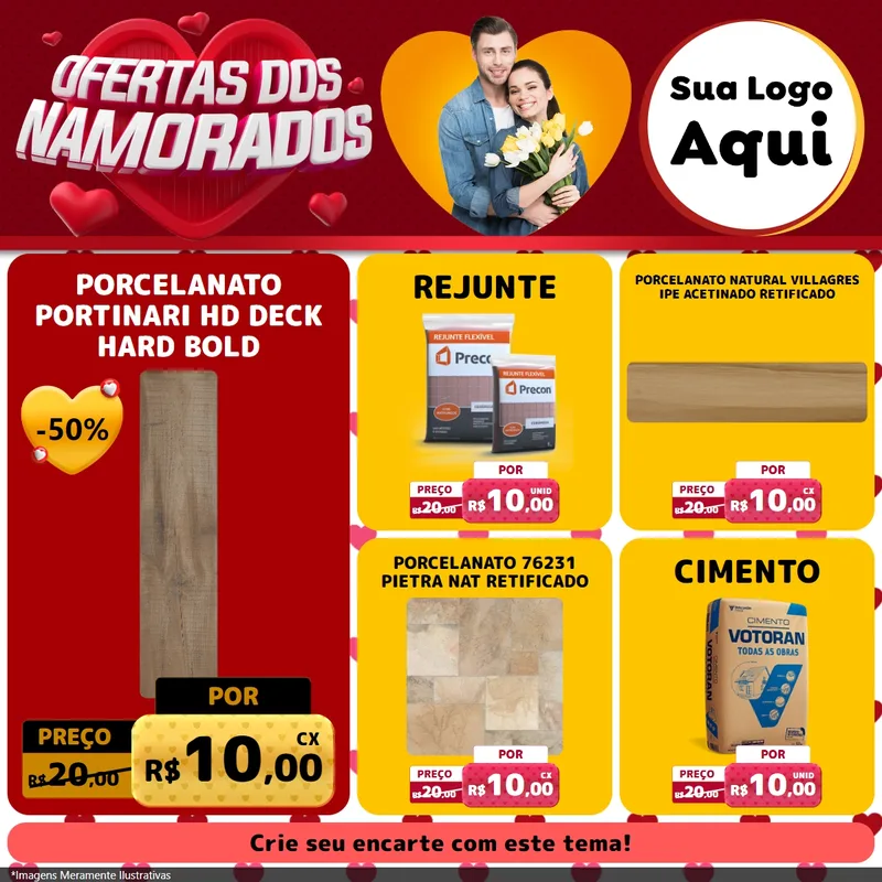 Modelo de Rede Social para Feed Facebook com o tema Ofertas Dos Namorados para Pisos e revestimentos