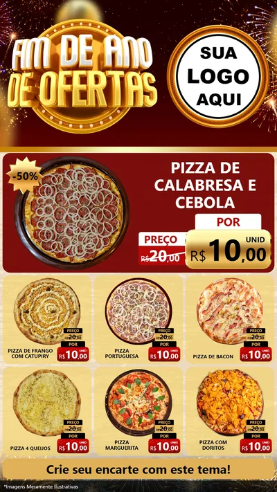 Modelo de Rede Social para Stories com o tema Fim de Ano de Ofertas para Pizzaria