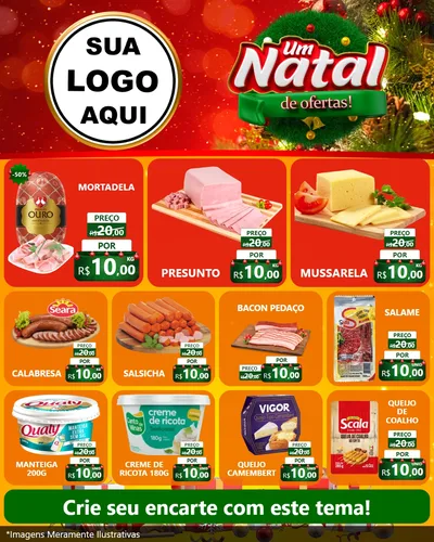 Modelo de Rede Social para Feed Instagram com o tema Um Natal de Ofertas para Frios e Laticínios