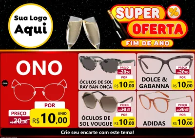 Modelo de Encarte para Encarte A4 Horizontal com o tema Super Oferta Fim de Ano para Óticas