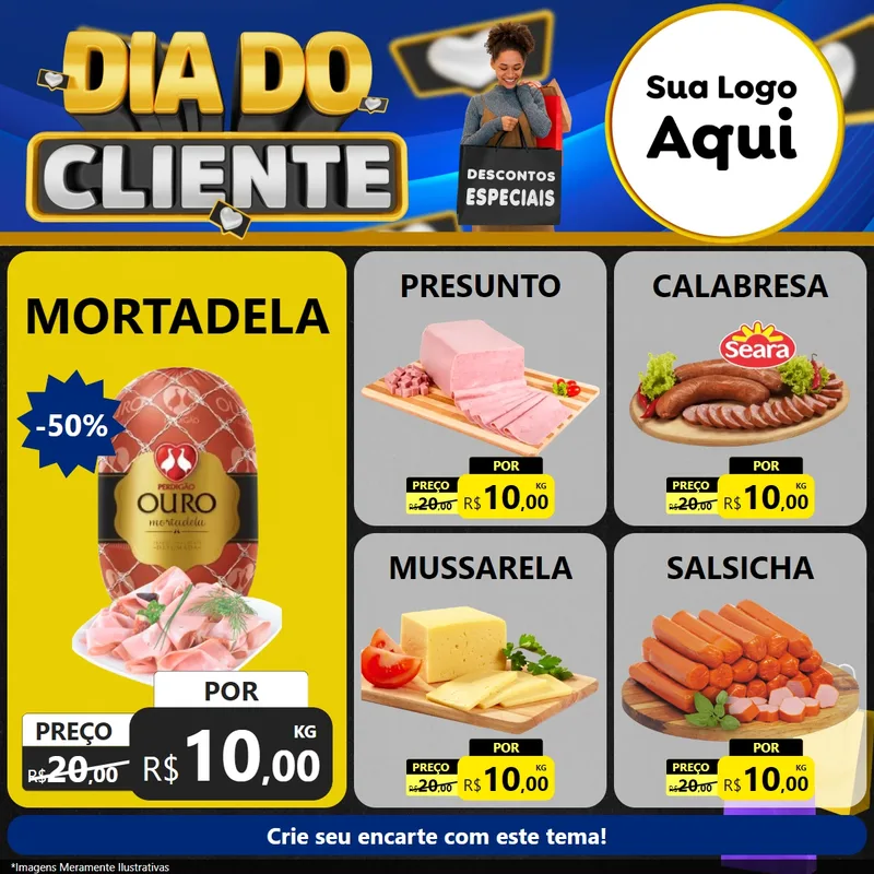 Modelo de Rede Social para Feed Facebook com o tema Dia Do Cliente para Frios e Laticínios
