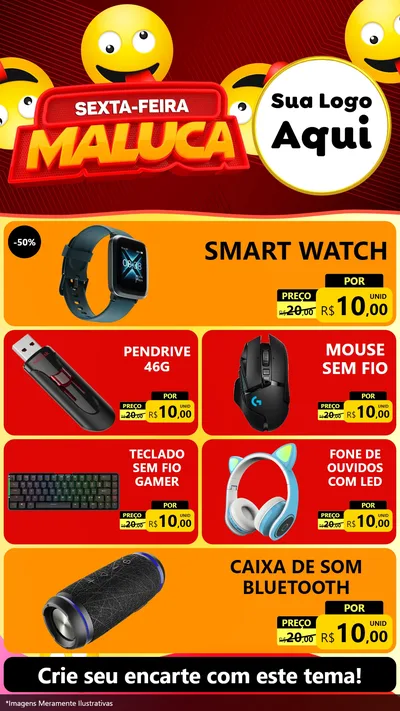 Modelo de TV para TV Vertical com o tema Sexta-feira Maluca para Informática