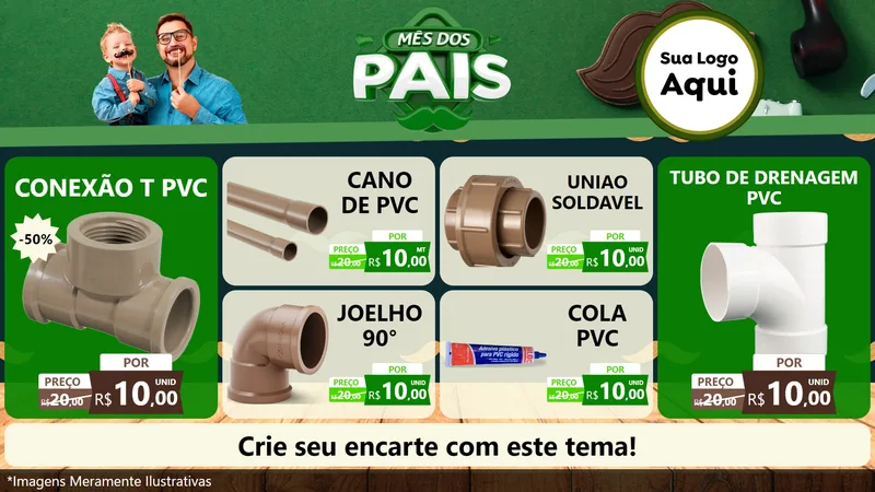 Modelo de TV para TV Horizontal com o tema Mês dos Pais para Tubos e conexões