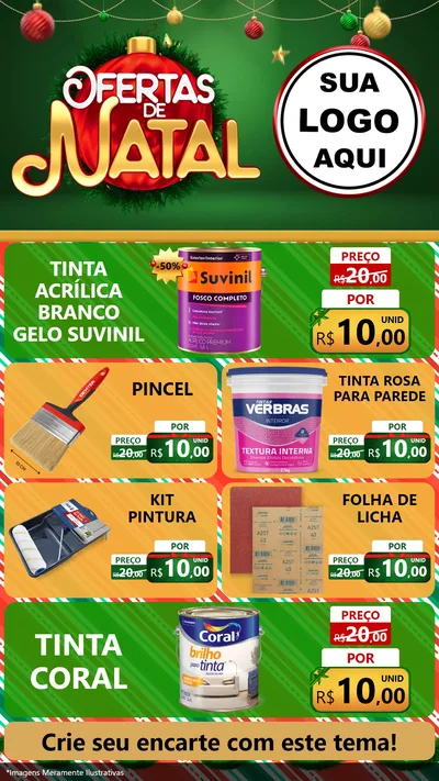 Modelo de TV para TV Vertical com o tema Ofertas de Natal para Tintas e Ferramentas