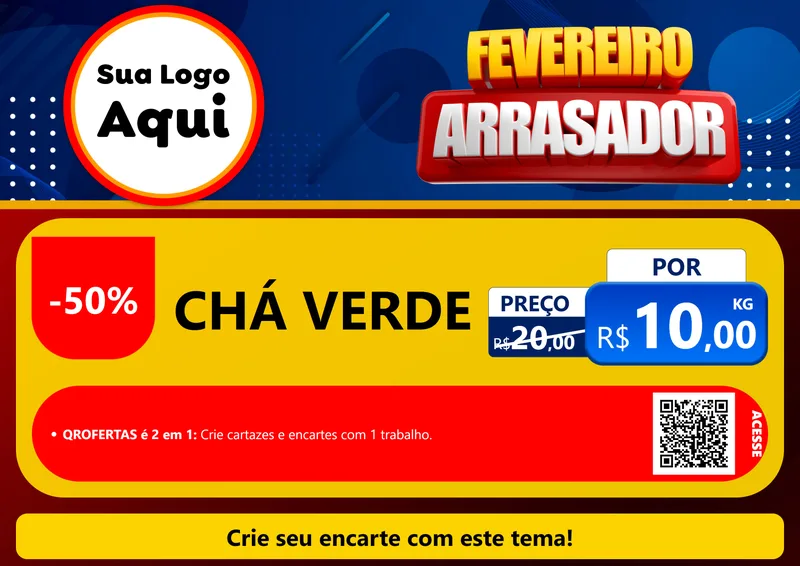 Modelo de Cartaz para Cartaz A4 Horizontal com o tema Fevereiro Arrasador para Produtos Naturais