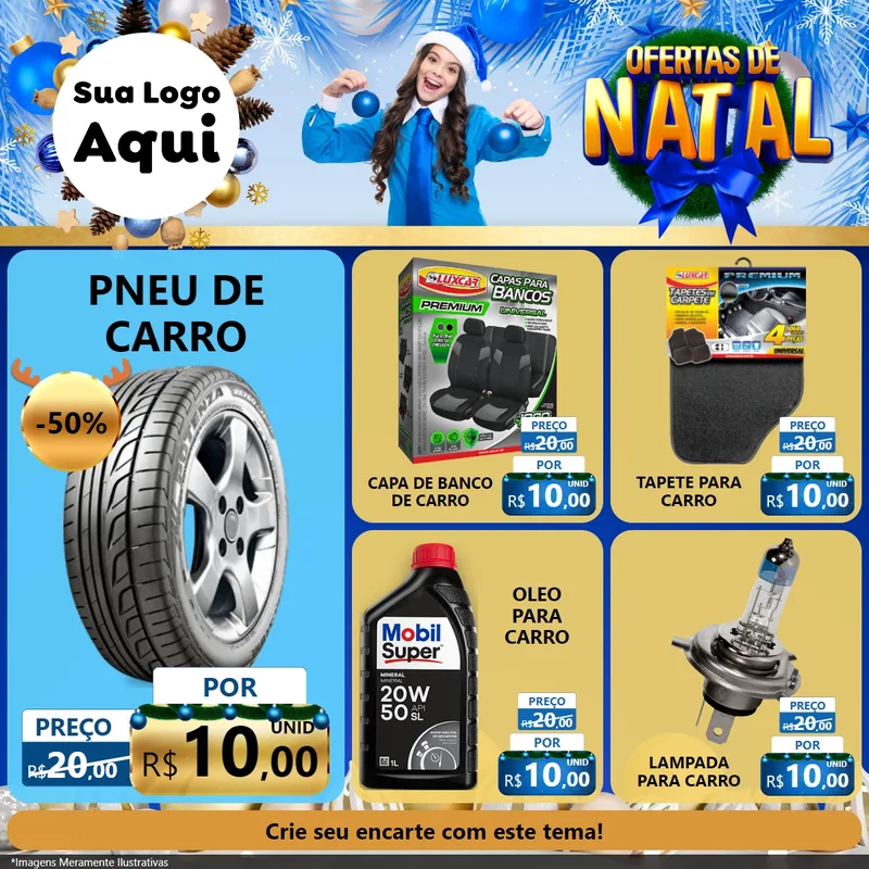Modelo de Rede Social para Feed Facebook com o tema Ofertas de Natal para Auto peças