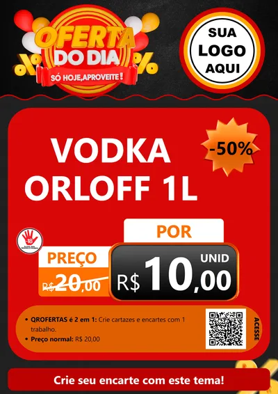 Modelo de Cartaz para Cartaz A4 Vertical com o tema Oferta do Dia - Só hoje, Aproveite! para Distribuidora de bebidas