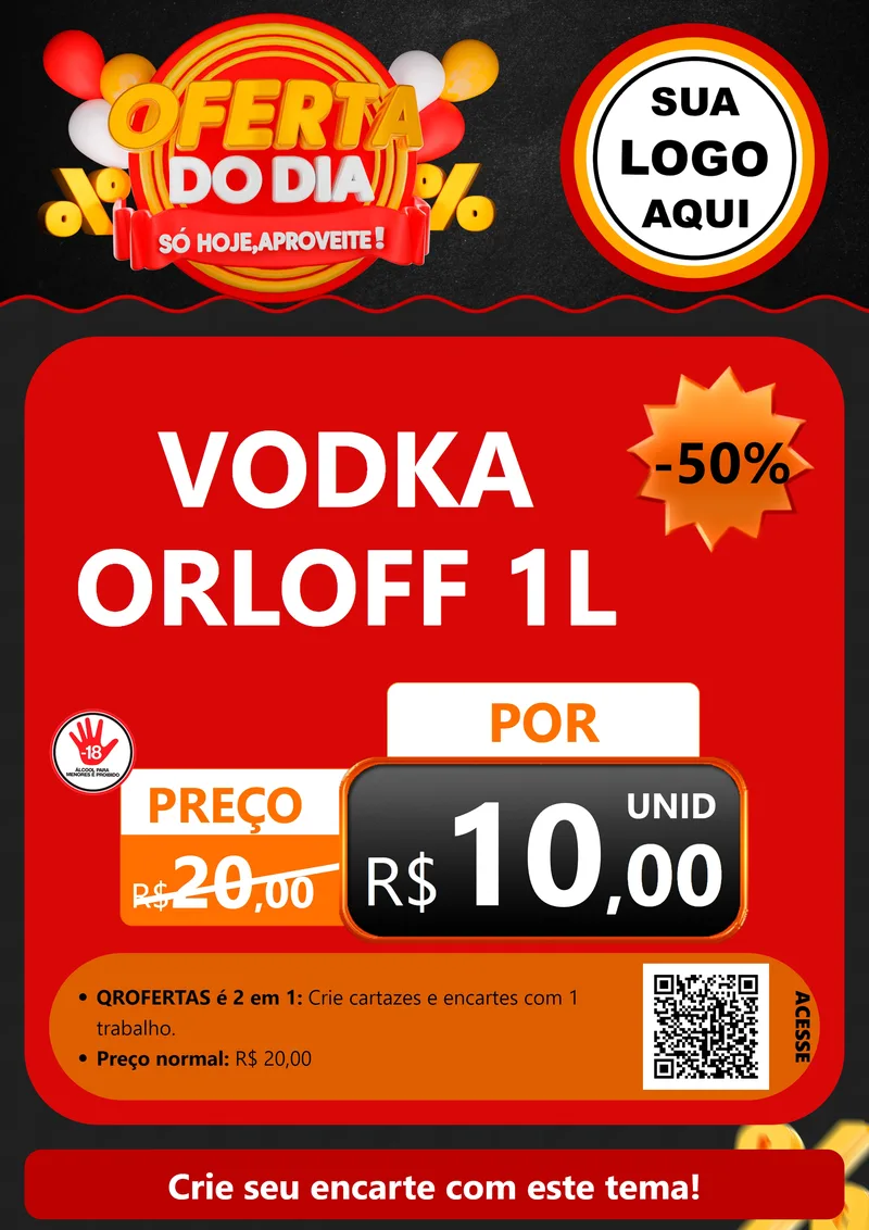 Modelo de Cartaz para Cartaz A4 Vertical com o tema Oferta do Dia - Só hoje, Aproveite! para Distribuidora de bebidas