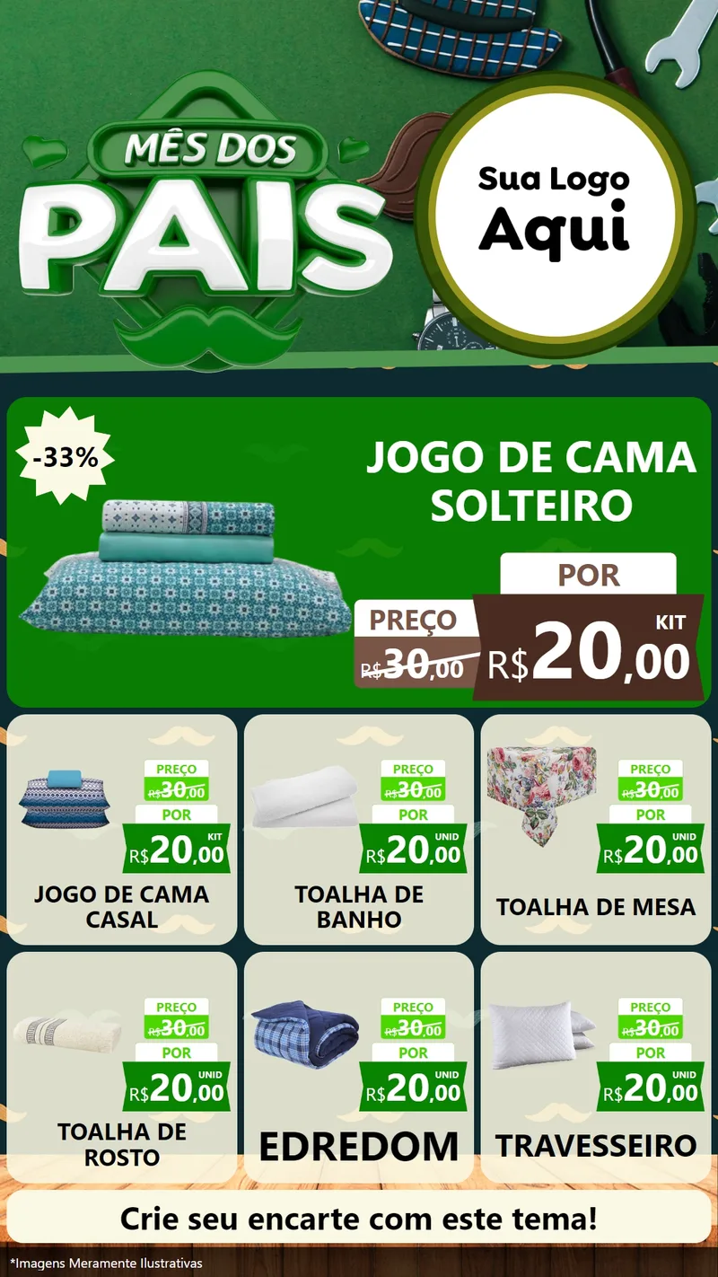 Modelo de Rede Social para Stories com o tema Mês dos Pais para Cama, Mesa e Banho