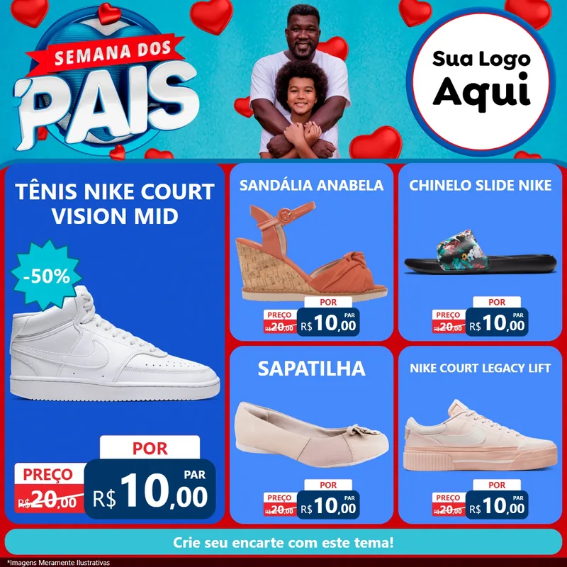 Modelo de Rede Social para Feed Facebook com o tema Semana Dos Pais para Calçados