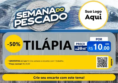 Modelo de Cartaz para Cartaz A4 Horizontal com o tema Semana do Pescado para Peixaria