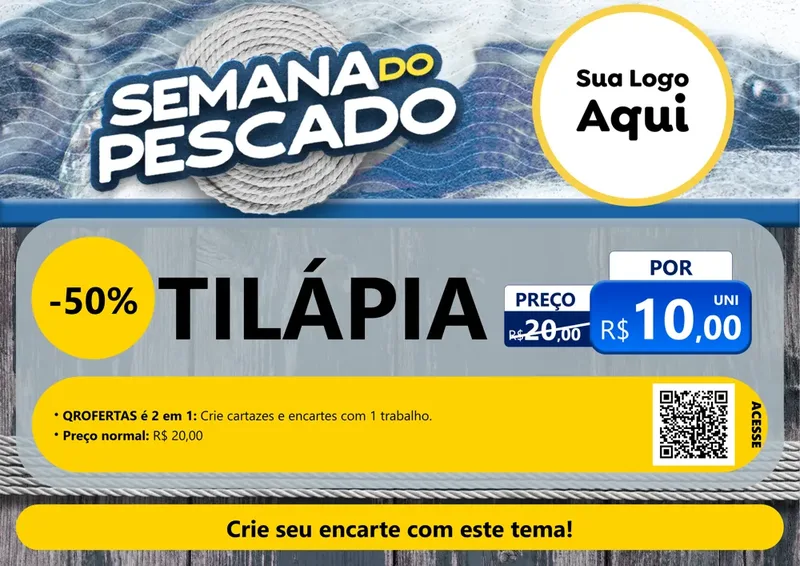 Modelo de Cartaz para Cartaz A4 Horizontal com o tema Semana do Pescado para Peixaria