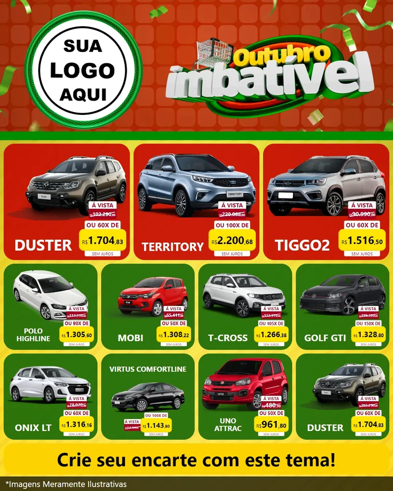 Modelo de Rede Social para Feed Instagram com o tema Outubro Imbatível para Concessionaria de Carros