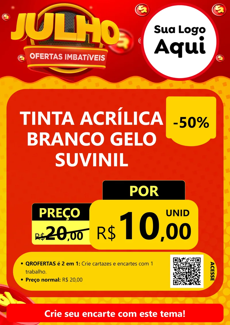Modelo de Cartaz para Cartaz A4 Vertical com o tema Julho Ofertas Imbatíveis para Tintas e Ferramentas