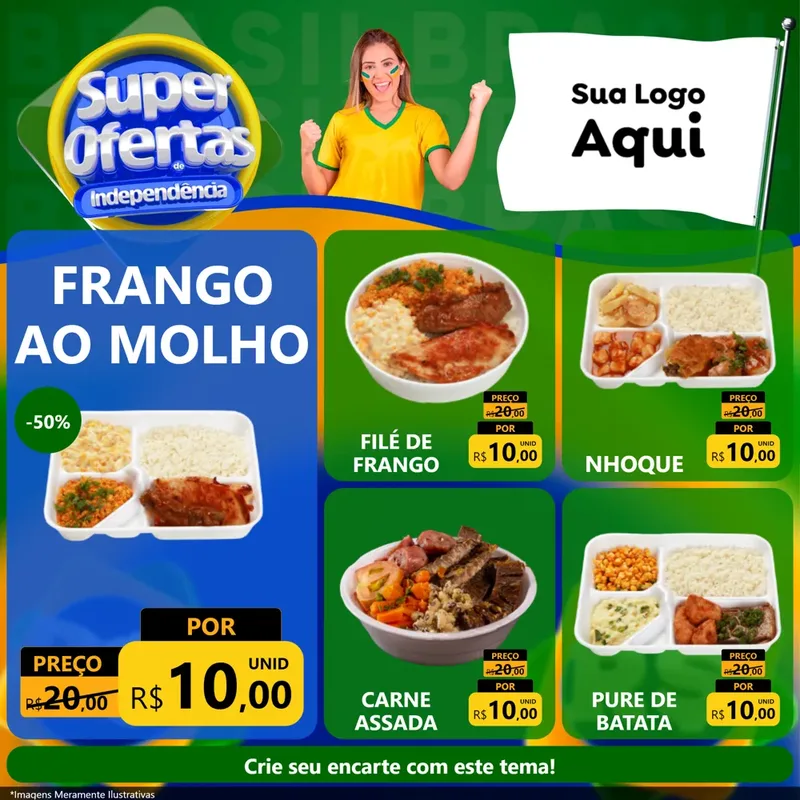 Modelo de Rede Social para Feed Facebook com o tema Super Ofertas de Independência para Restaurante