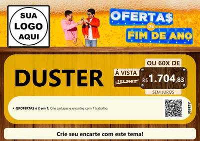 Modelo de Cartaz para Cartaz A4 Horizontal com o tema Ofertas de Fim de Ano para Concessionaria de Carros