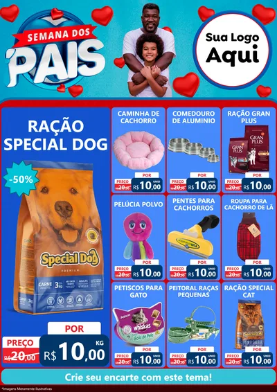 Modelo de Encarte para Encarte A4 Vertical com o tema Semana Dos Pais para Pet Shop