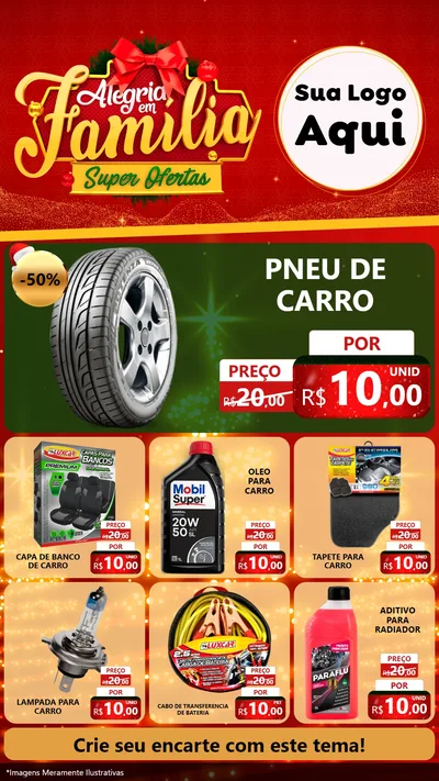 Modelo de Rede Social para Stories com o tema Alegria em Família Super Ofertas - Natal para Auto peças
