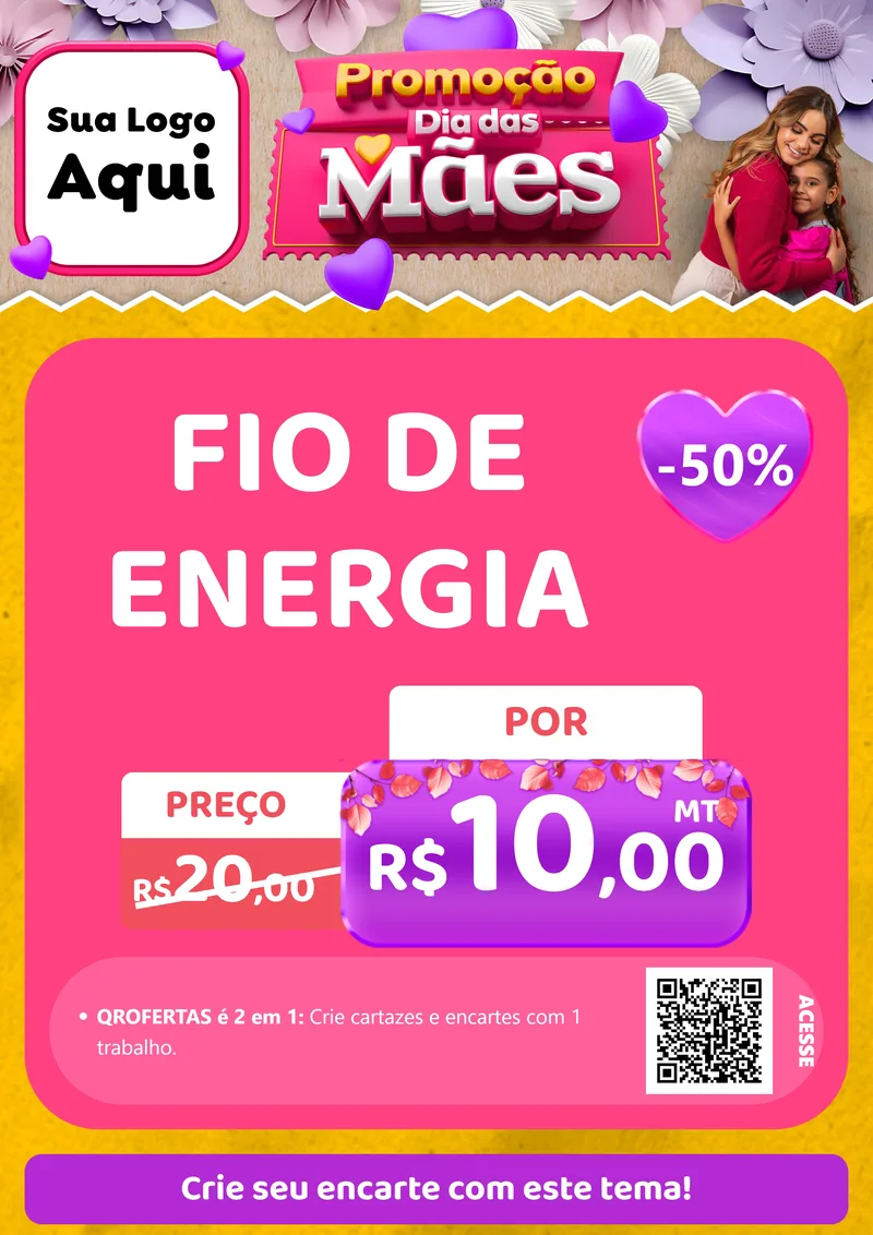 Modelo de Cartaz para Cartaz A4 Vertical com o tema Promoção Dia das Mães para Materiais Elétricos
