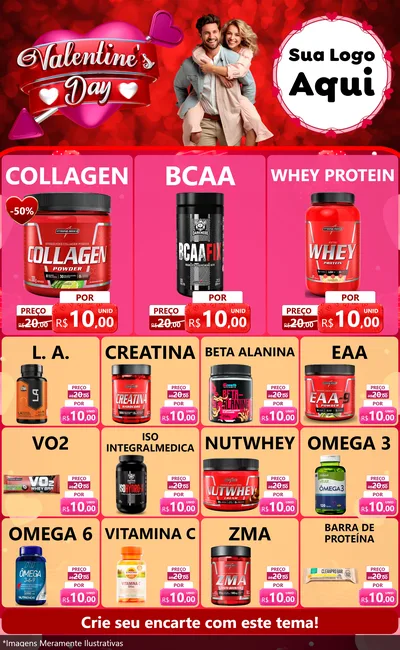 Modelo de Encarte para Encarte Grande com o tema Valentine's Day para Suplementos alimentares