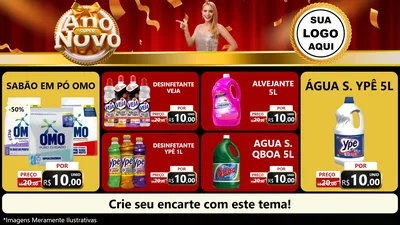 Modelo de TV para TV Horizontal com o tema Super Ano Novo para Produtos de Limpeza