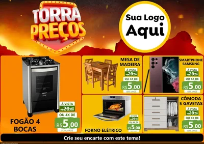 Modelo de Encarte para Encarte A4 Horizontal com o tema Torra Preços para Móveis e Eletro