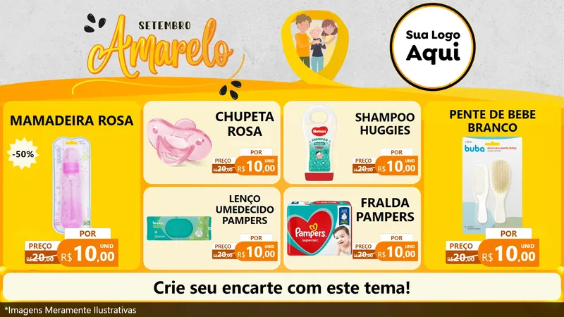 Modelo de TV para TV Horizontal com o tema Setembro Amarelo para Bebês