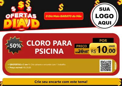Modelo de Cartaz para Cartaz A4 Horizontal com o tema Ofertas Dia D para Produtos para Piscina